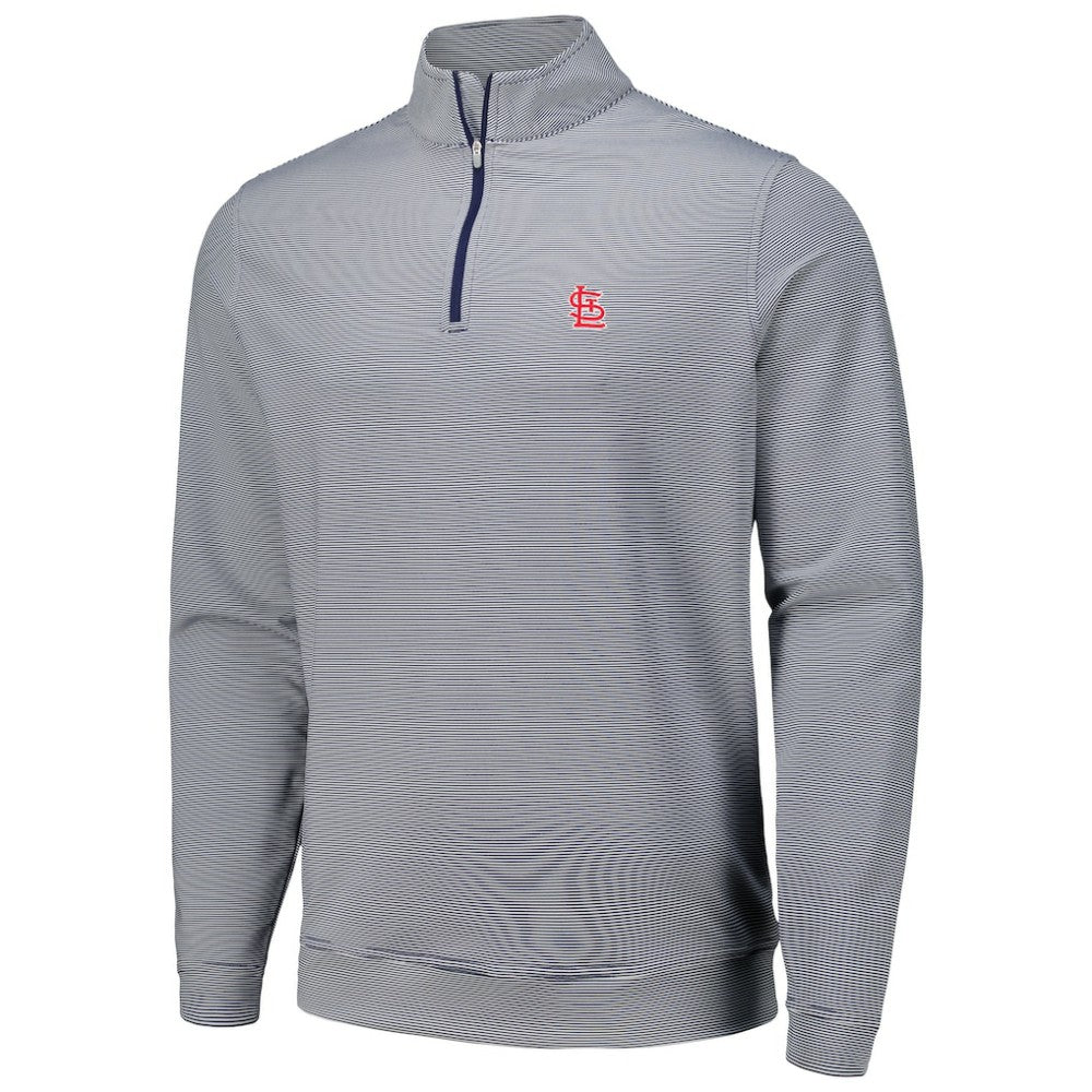 St. Louis Cardinals Peter Millar Perth Sugar Stripe Performance Quarter-Zip Top - Navy Tops