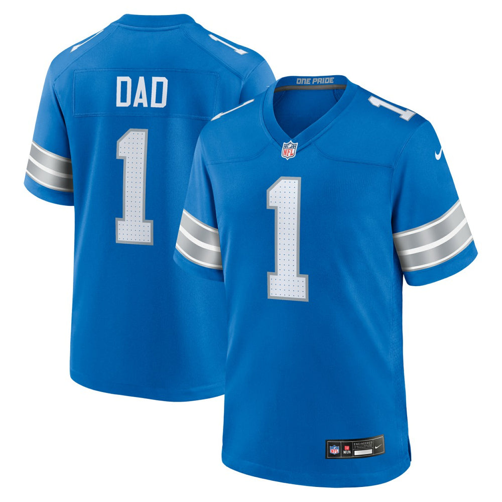 Number 1 Dad Detroit Lions Game Jersey - Blue Jerseys