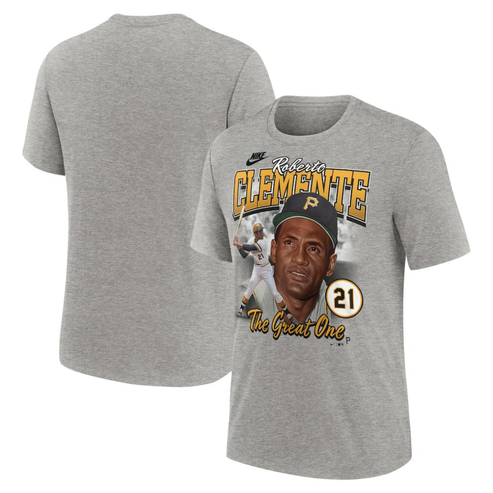 Roberto Clemente Pittsburgh Pirates Nike Cooperstown Collection Player Local T-Shirt - Heather Gray T-shirts
