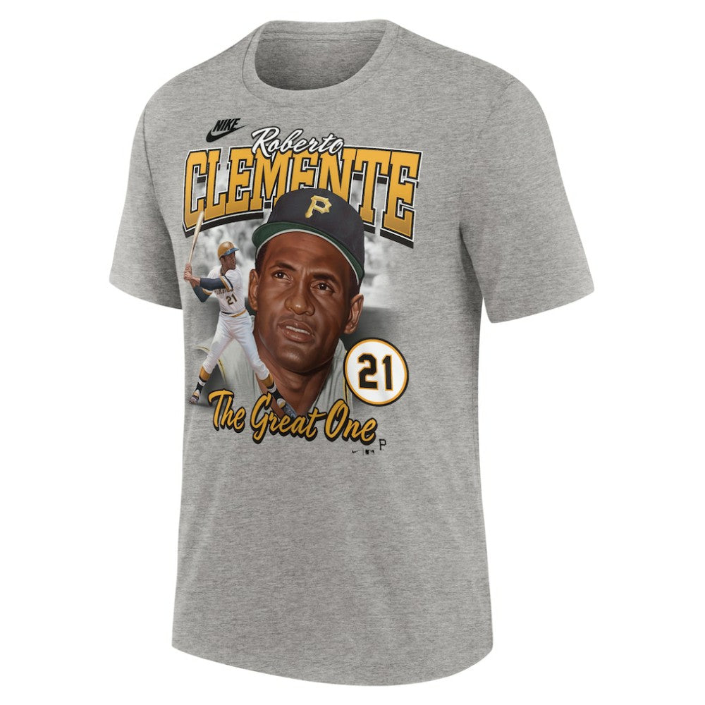 Roberto Clemente Pittsburgh Pirates Nike Cooperstown Collection Player Local T-Shirt - Heather Gray T-shirts
