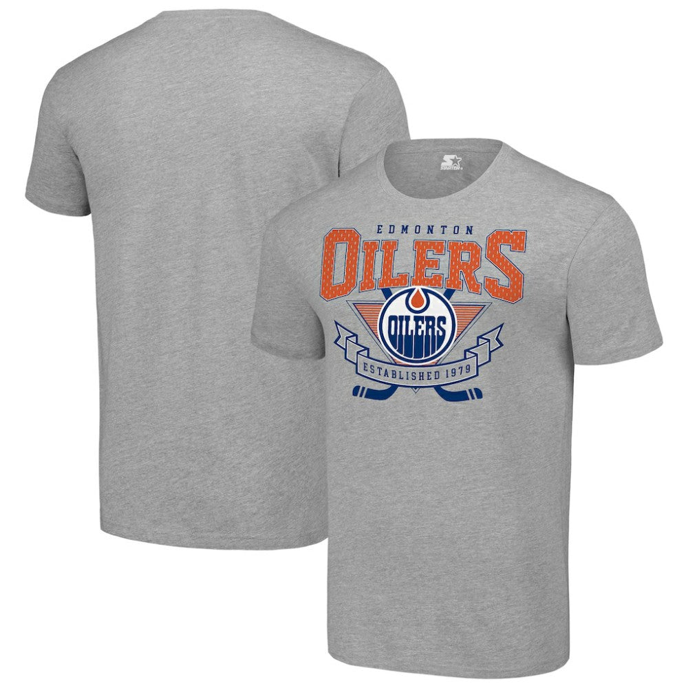 Edmonton Oilers Starter Team Logo Graphic T-Shirt - Heather Gray | US 201591716