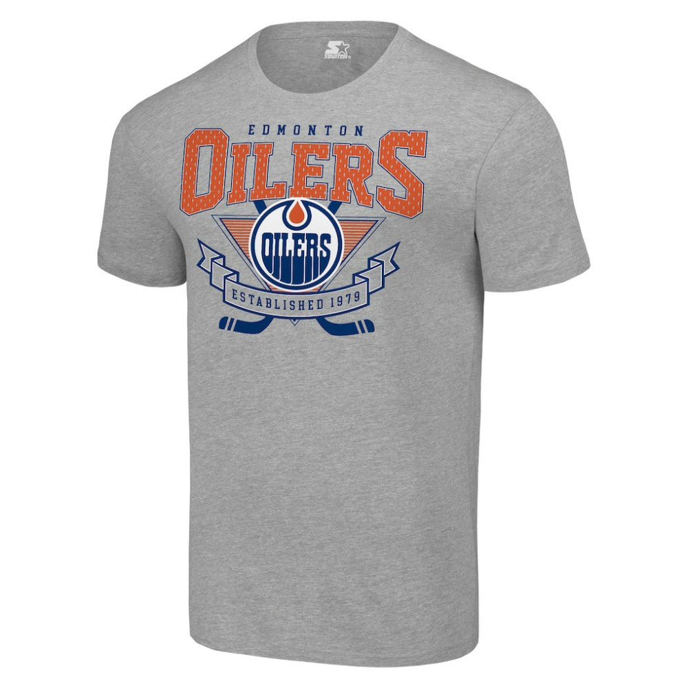 Edmonton Oilers Starter Team Logo Graphic T-Shirt - Heather Gray | US 201591716