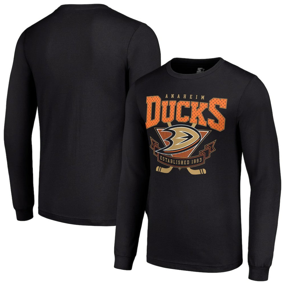 Anaheim Ducks Starter Team Logo Graphic Long Sleeve T-Shirt - Black | US 201591816