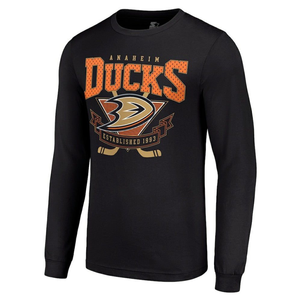Anaheim Ducks Starter Team Logo Graphic Long Sleeve T-Shirt - Black | US 201591816