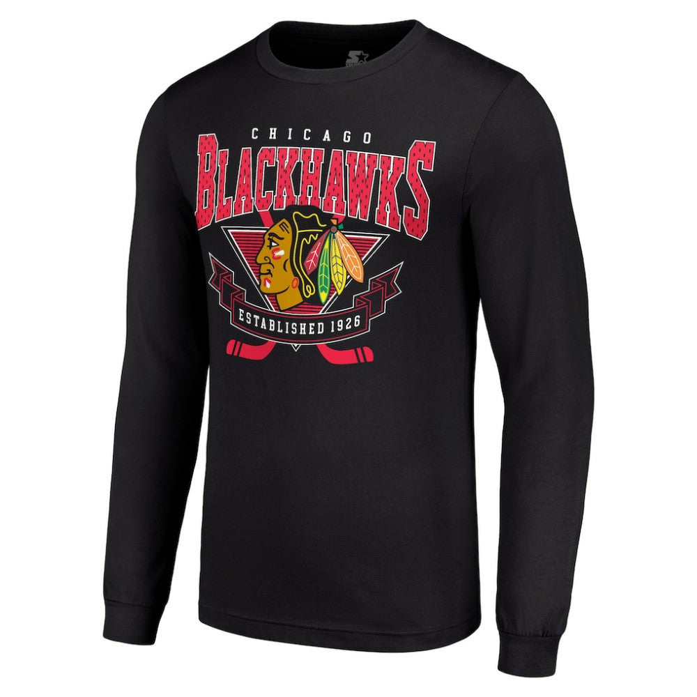 Chicago Blackhawks Starter Team Logo Graphic Long Sleeve T-Shirt - Black | US 201591826