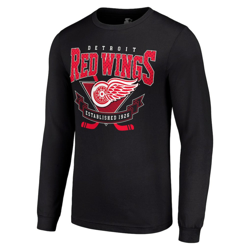 Detroit Red Wings Starter Team Logo Graphic Long Sleeve T-Shirt - Black | US 201591827