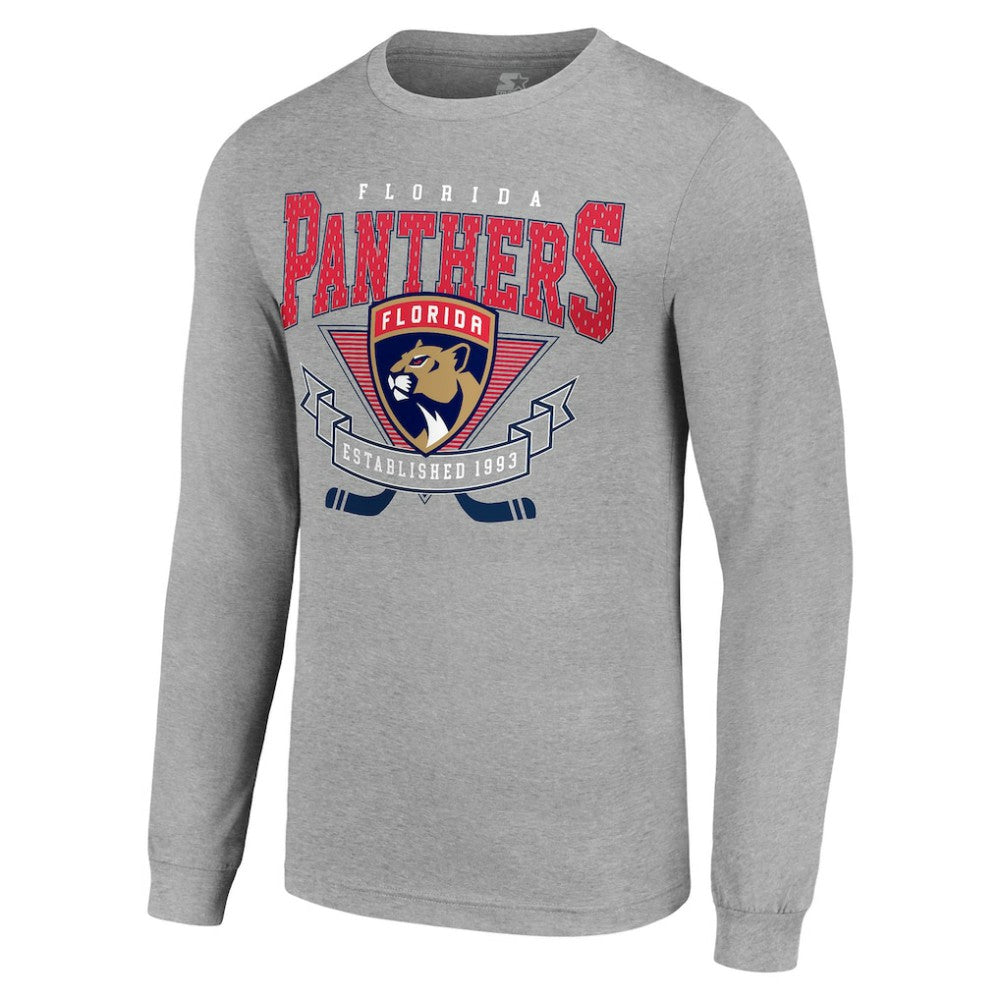 Florida Panthers Starter '80s Inspired Team Logo Long Sleeve T-Shirt - Heather Gray | US 201591833