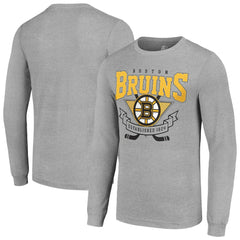 Boston Bruins Starter '80s Inspired Team Logo Long Sleeve T-Shirt - Heather Gray | US 201591836