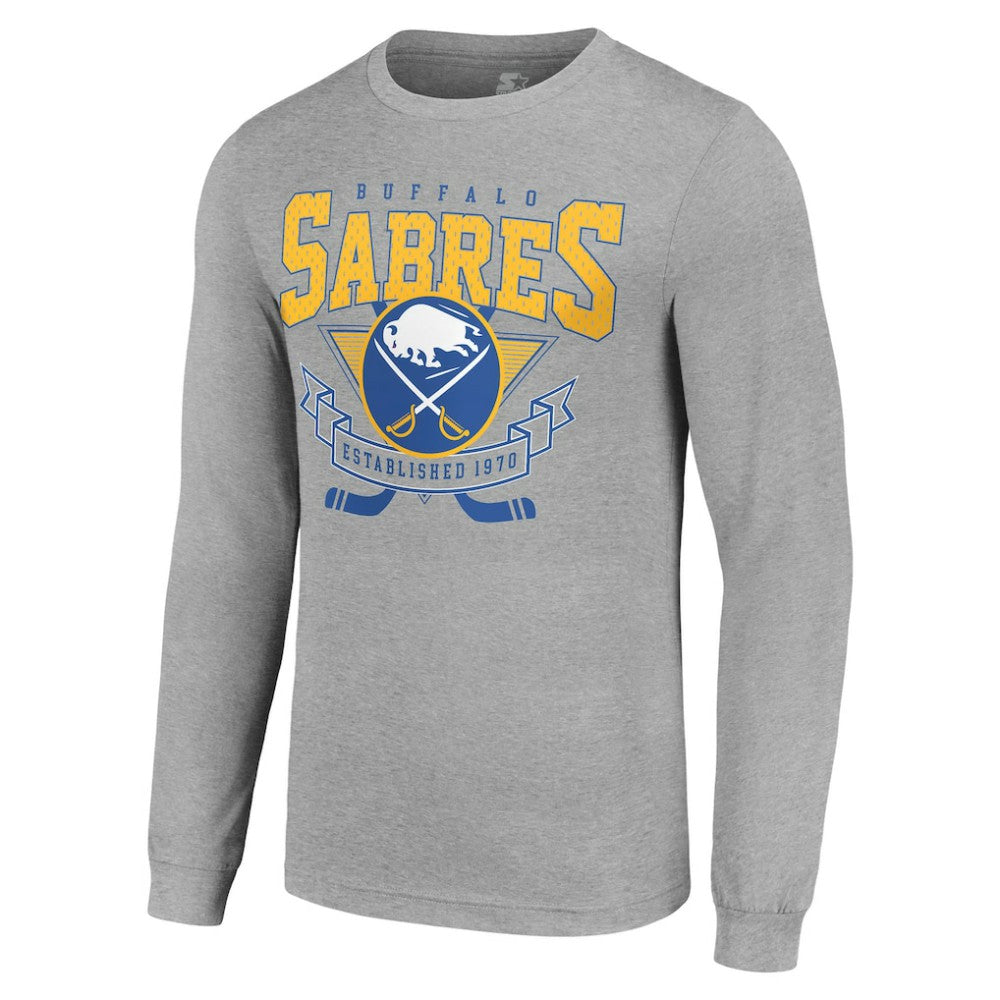 Buffalo Sabres Starter '80s Inspired Team Logo Long Sleeve T-Shirt - Heather Gray | US 201591838