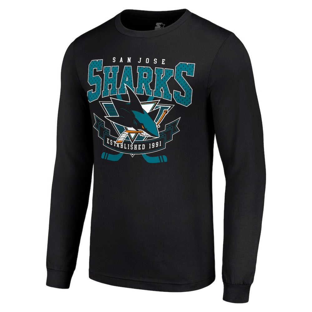 San Jose Sharks Starter Team Logo Graphic Long Sleeve T-Shirt - Black | US 201591840