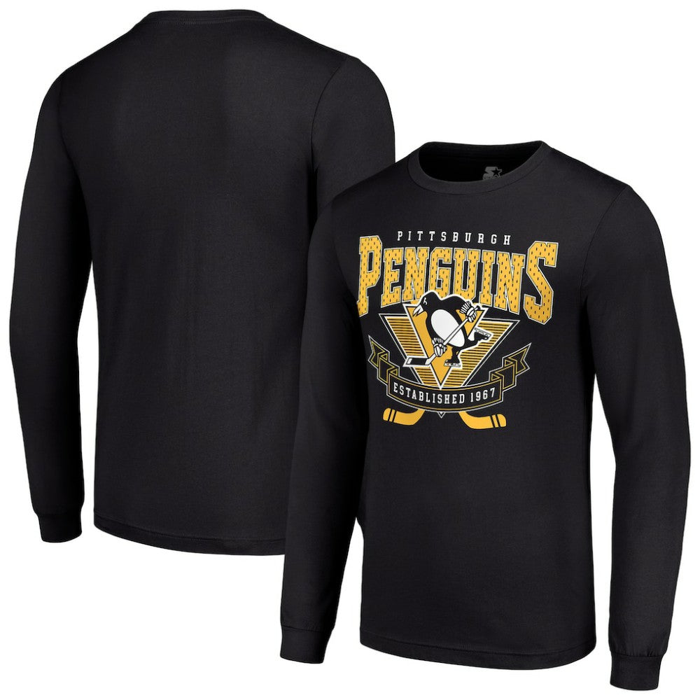 Pittsburgh Penguins Starter Team Logo Graphic Long Sleeve T-Shirt - Black | US 201591842