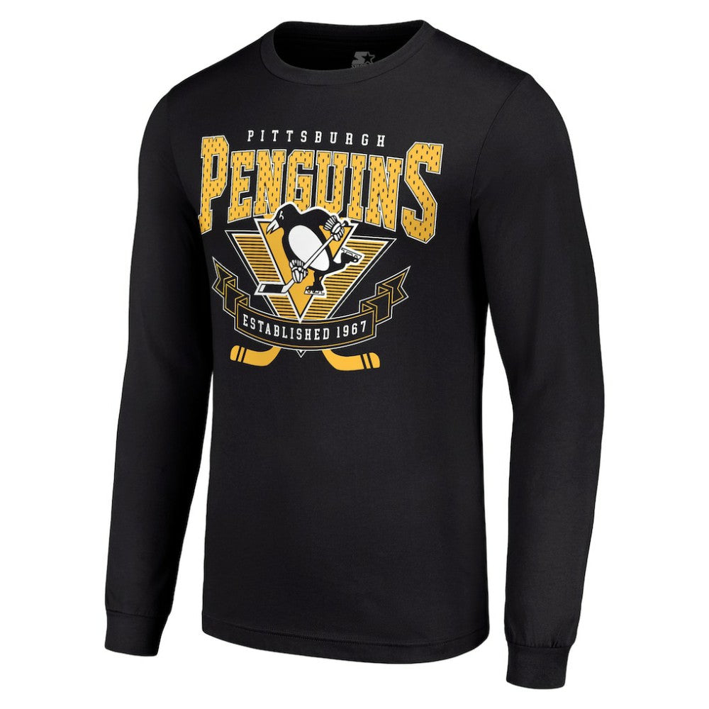 Pittsburgh Penguins Starter Team Logo Graphic Long Sleeve T-Shirt - Black | US 201591842