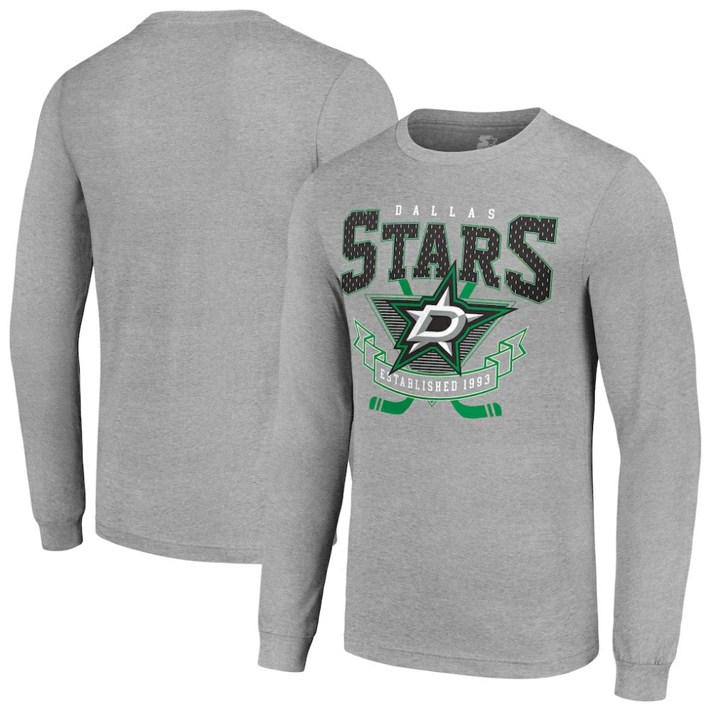 Dallas Stars Starter '80s Inspired Team Logo Long Sleeve T-Shirt - Heather Gray | US 201591844