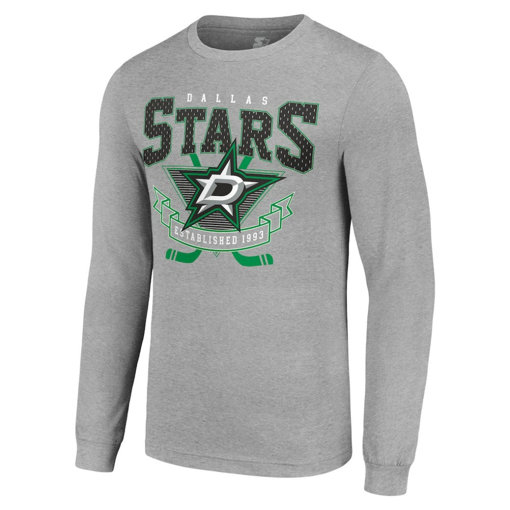 Dallas Stars Starter '80s Inspired Team Logo Long Sleeve T-Shirt - Heather Gray | US 201591844