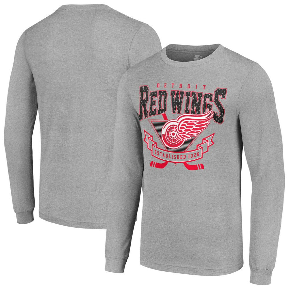 Detroit Red Wings Starter '80s Inspired Team Logo Long Sleeve T-Shirt - Heather Gray | US 201591848