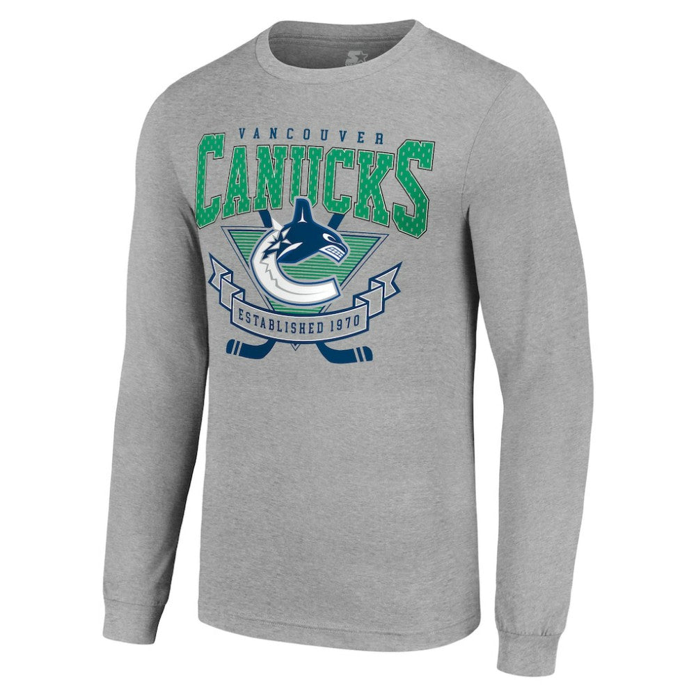 Vancouver Canucks Starter '80s Inspired Team Logo Long Sleeve T-Shirt - Heather Gray | US 201591849
