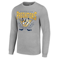 Nashville Predators Starter '80s Inspired Team Logo Long Sleeve T-Shirt - Heather Gray | US 201591854
