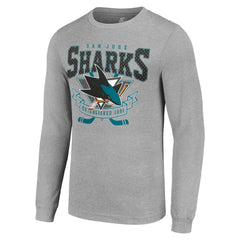 San Jose Sharks Starter '80s Inspired Team Logo Long Sleeve T-Shirt - Heather Gray | US 201591857