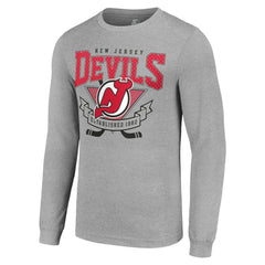 New Jersey Devils Starter '80s Inspired Team Logo Long Sleeve T-Shirt - Heather Gray | US 201591858