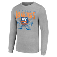 New York Islanders Starter '80s Inspired Team Logo Long Sleeve T-Shirt - Heather Gray | US 201591860