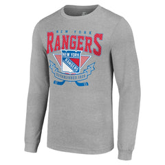 New York Rangers Starter '80s Inspired Team Logo Long Sleeve T-Shirt - Heather Gray | US 201591861