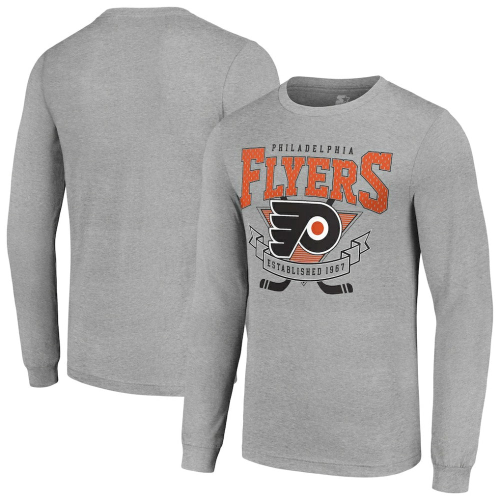 Philadelphia Flyers Starter '80s Inspired Team Logo Long Sleeve T-Shirt - Heather Gray | US 201591865