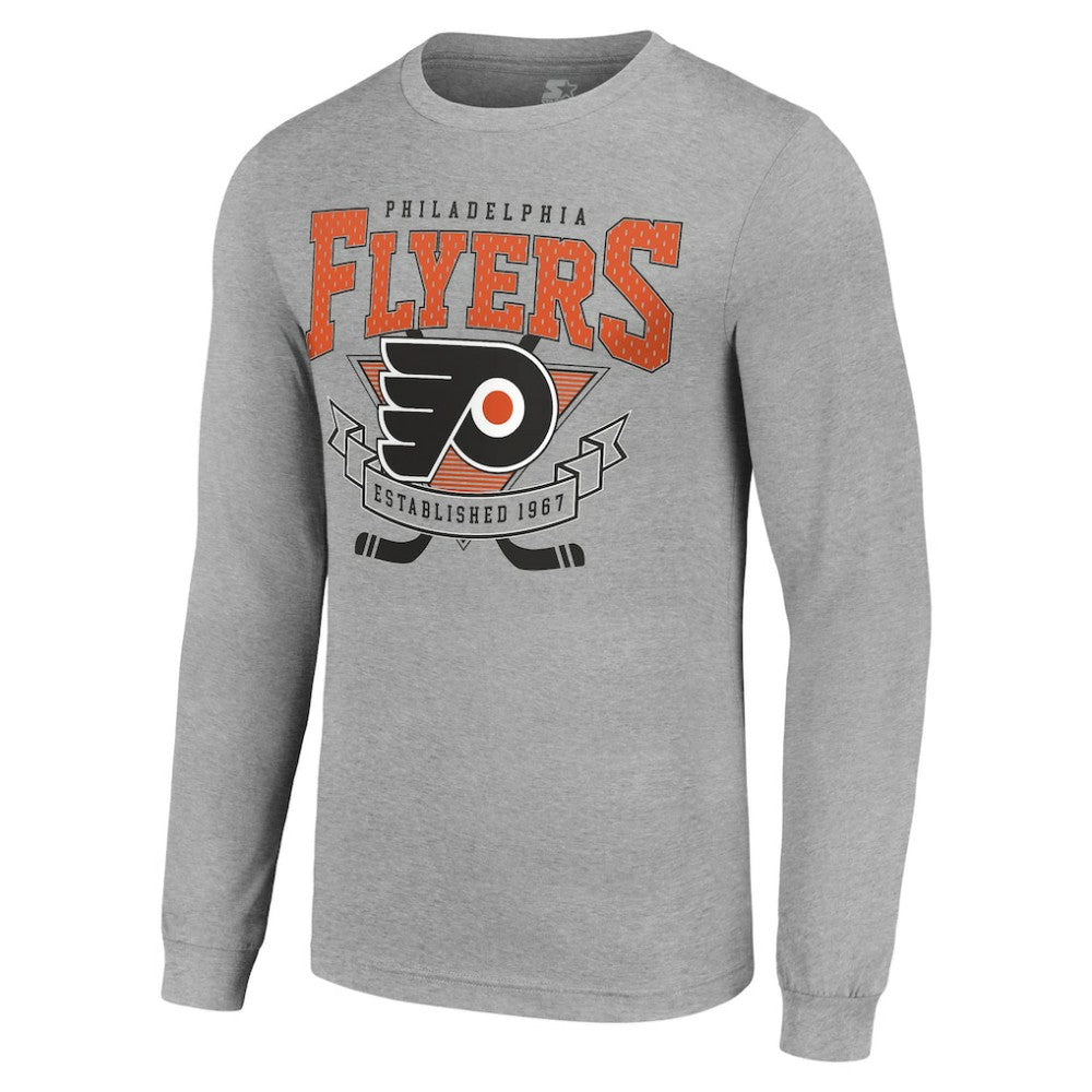 Philadelphia Flyers Starter '80s Inspired Team Logo Long Sleeve T-Shirt - Heather Gray | US 201591865