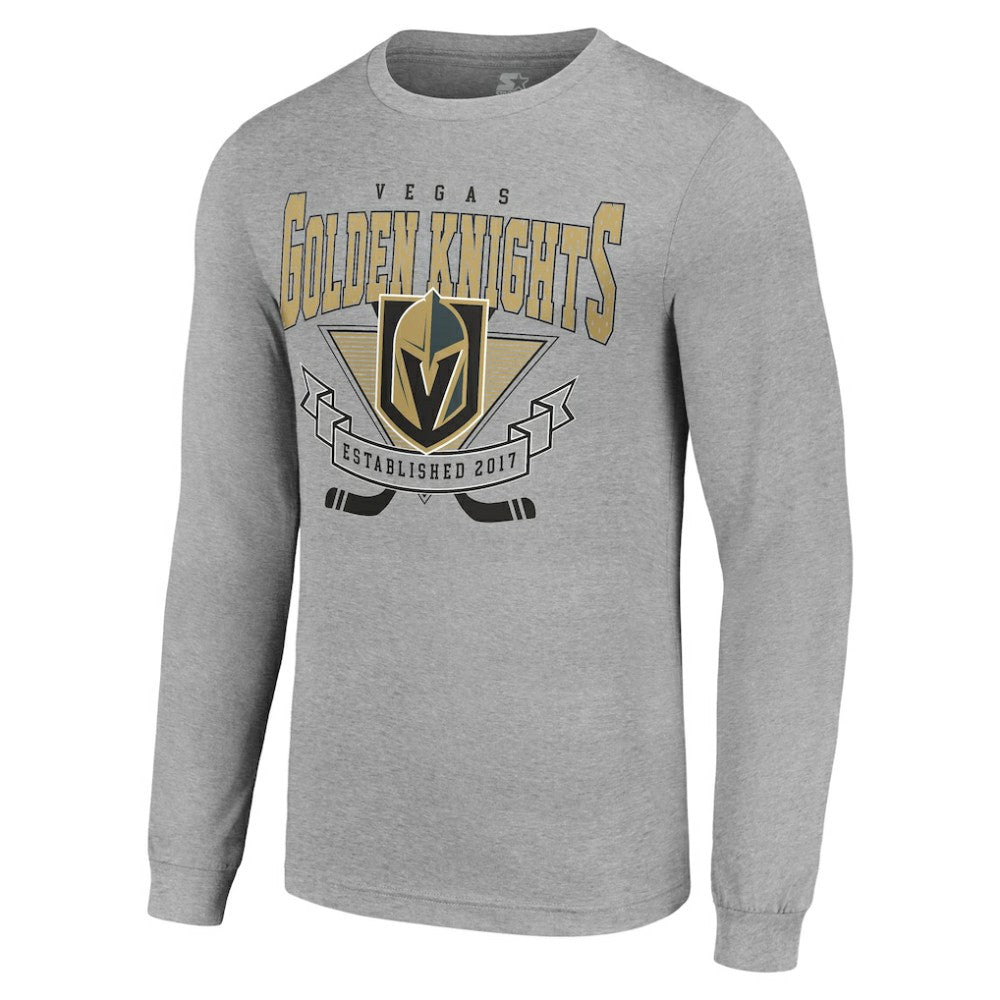 Vegas Golden Knights Starter '80s Inspired Team Logo Long Sleeve T-Shirt - Heather Gray | US 201591868