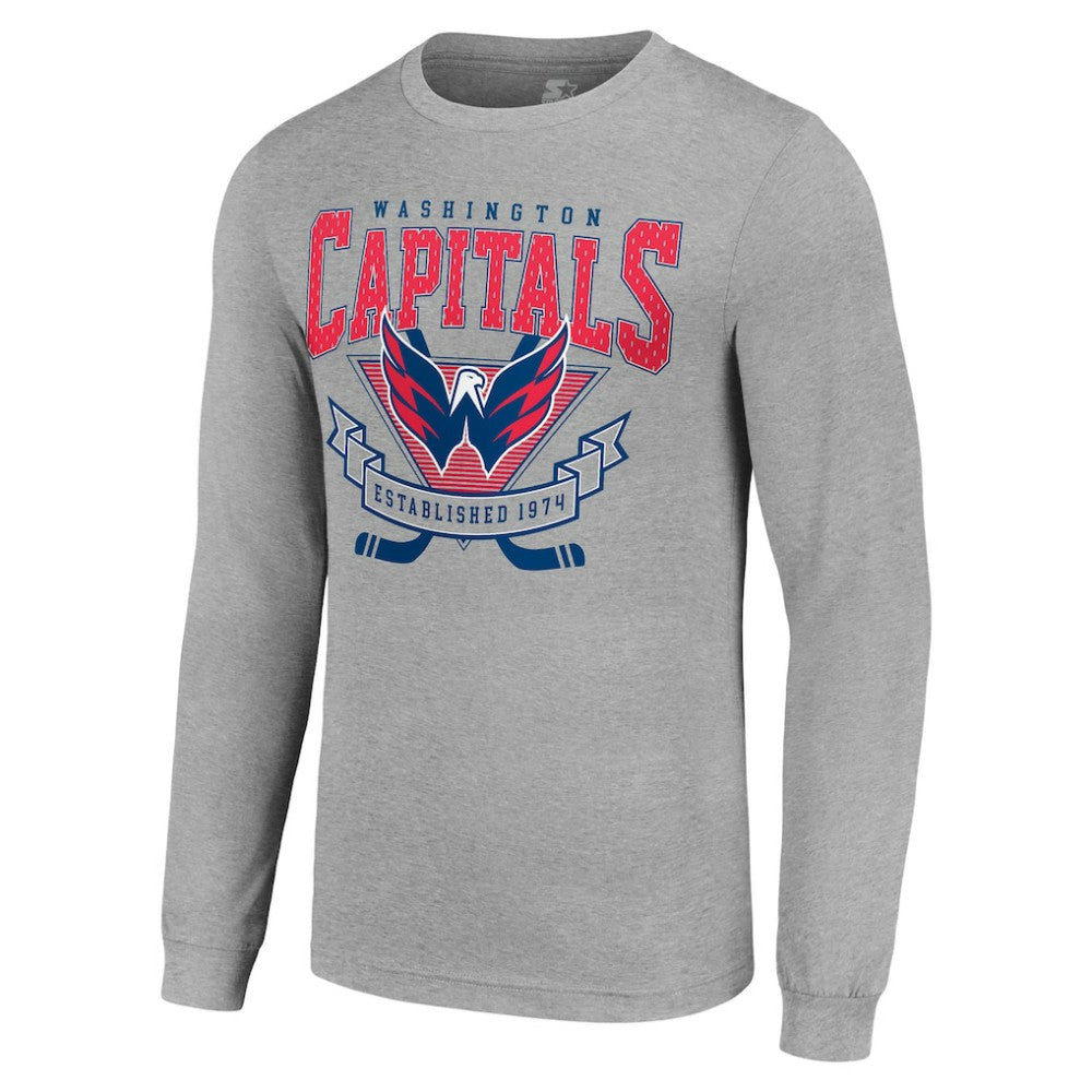Washington Capitals Starter '80s Inspired Team Logo Long Sleeve T-Shirt - Heather Gray | US 201591869