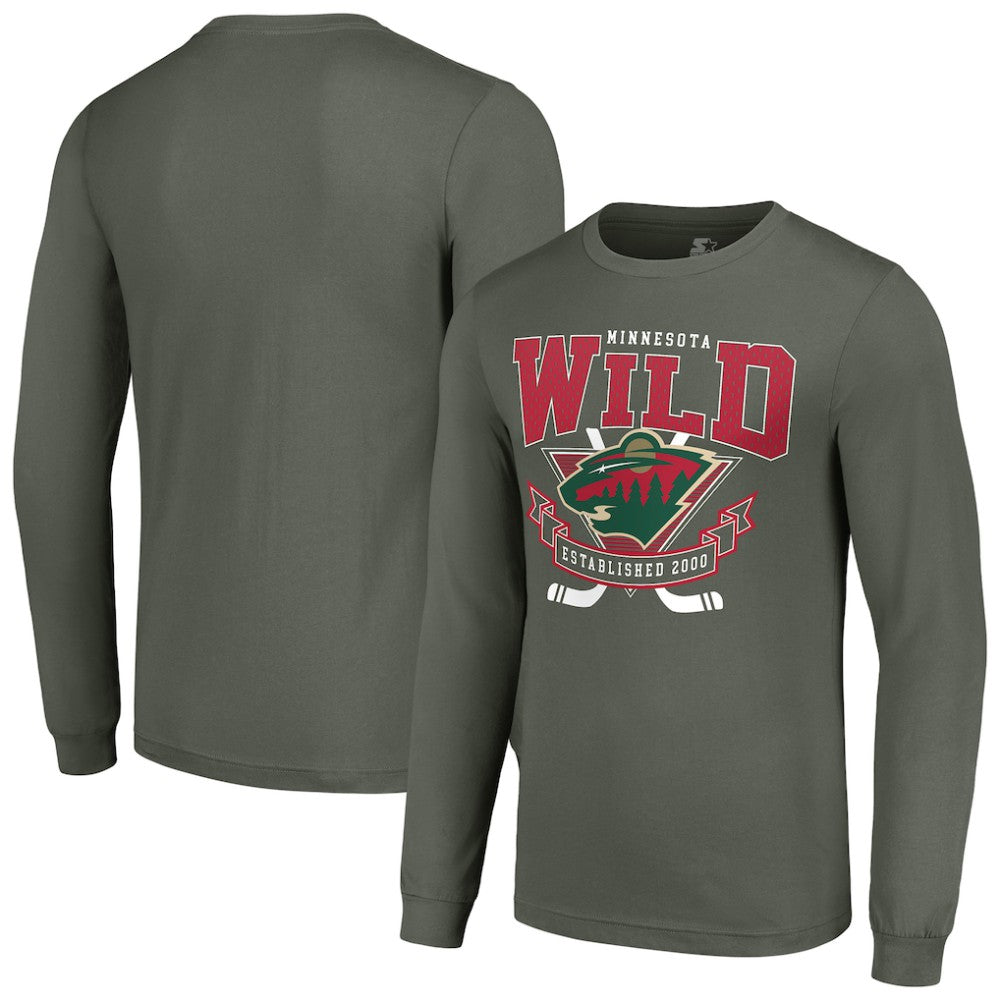 Minnesota Wild Starter Team Logo Graphic Long Sleeve T-Shirt - Olive | US 201591872