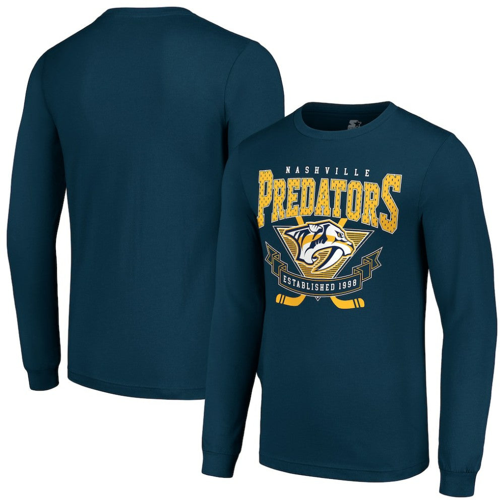 Nashville Predators Starter Team Logo Graphic Long Sleeve T-Shirt - Navy | US 201591876