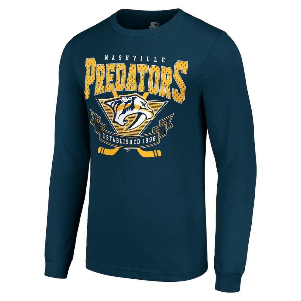 Nashville Predators Starter Team Logo Graphic Long Sleeve T-Shirt - Navy | US 201591876
