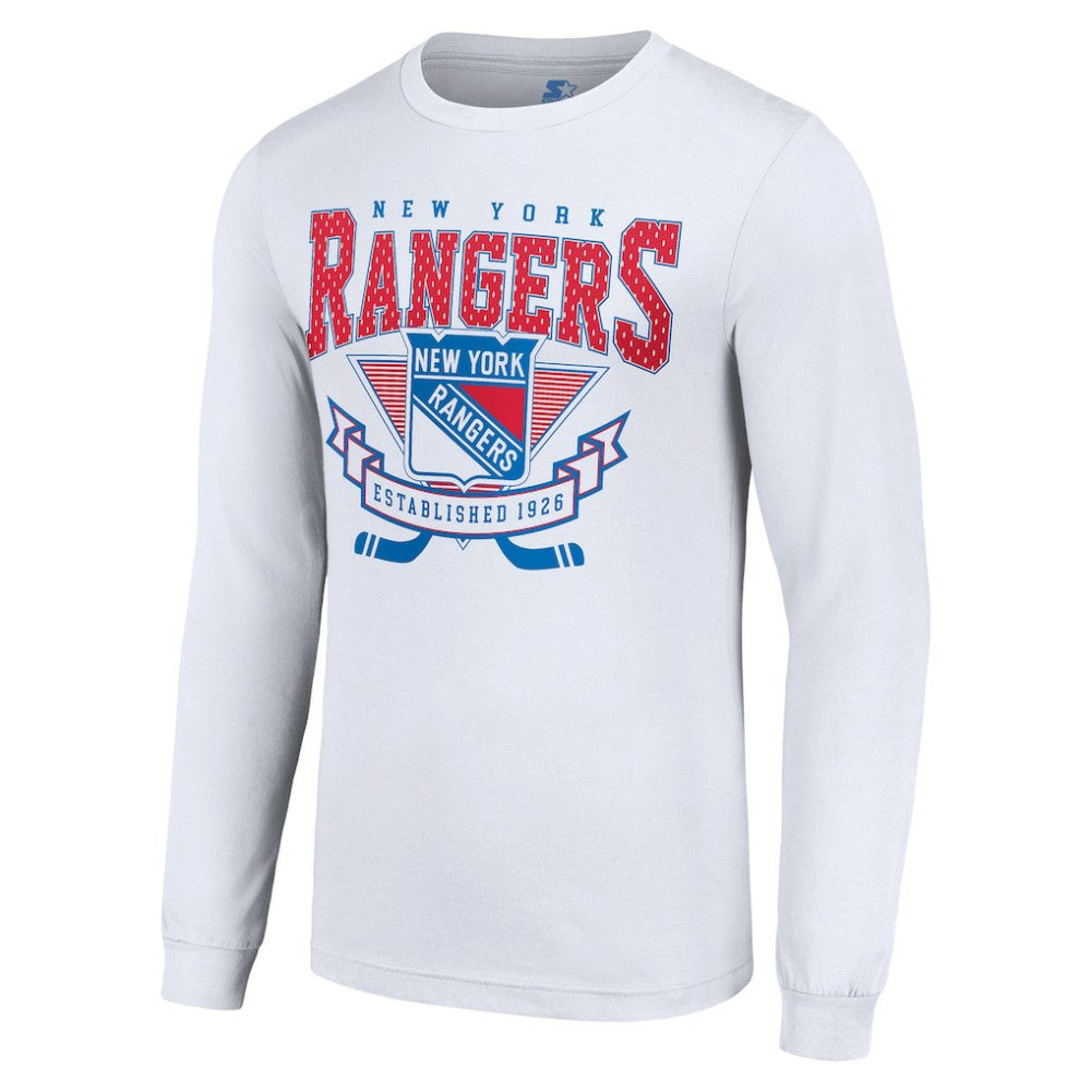 New York Rangers Starter Team Logo Graphic Long Sleeve T-Shirt - White | US 201591881