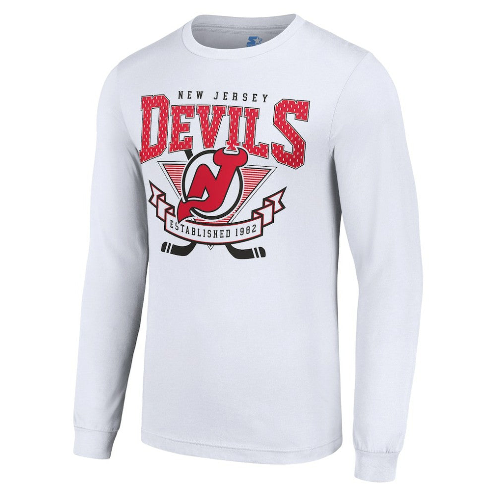 New Jersey Devils Starter Team Logo Graphic Long Sleeve T-Shirt - White | US 201591892
