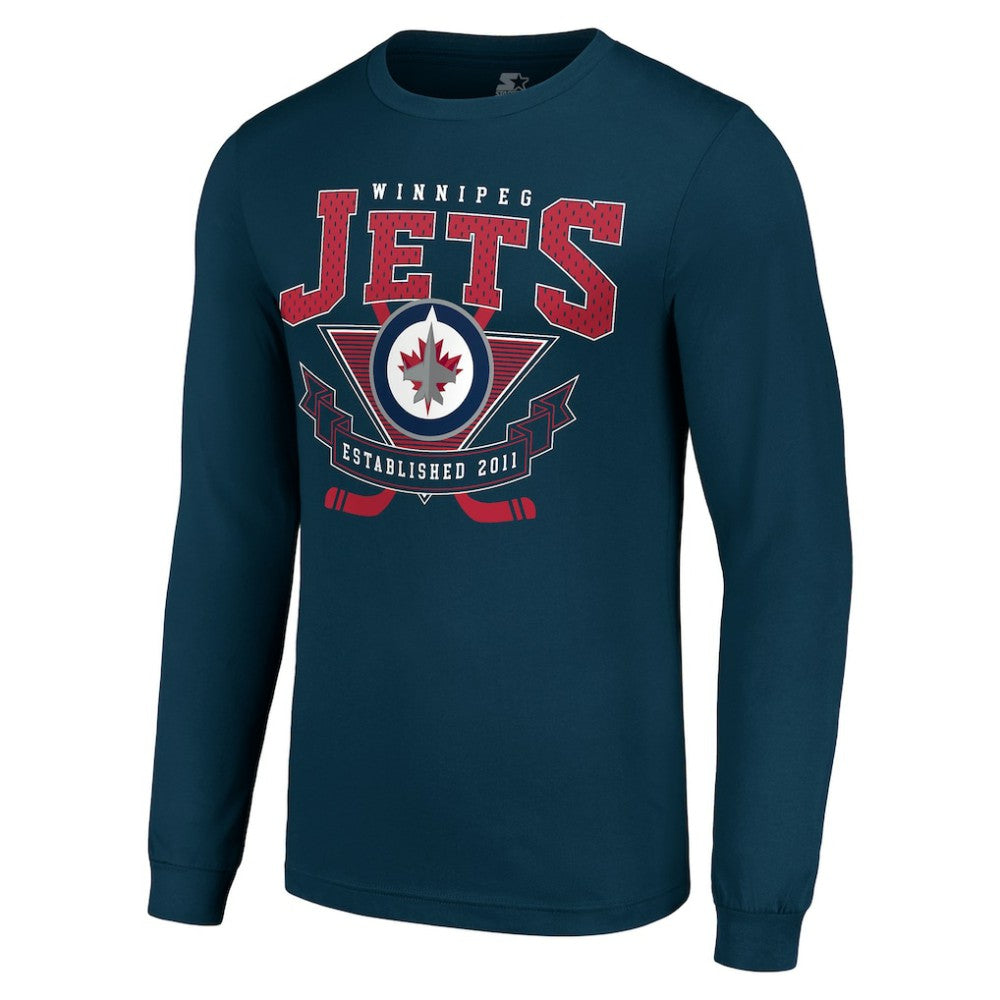 Winnipeg Jets Starter Team Logo Graphic Long Sleeve T-Shirt - Navy | US 201591899