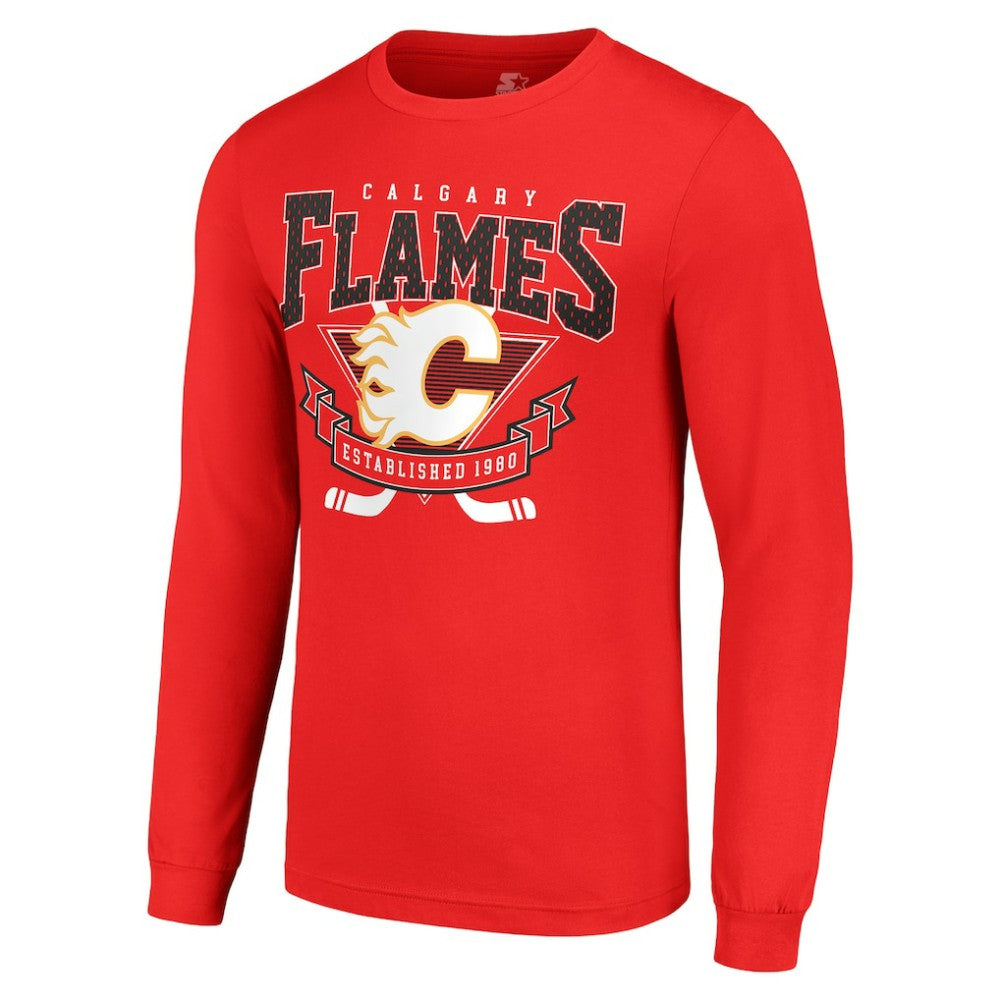 Calgary Flames Starter Team Logo Graphic Long Sleeve T-Shirt - Red | US 201591903