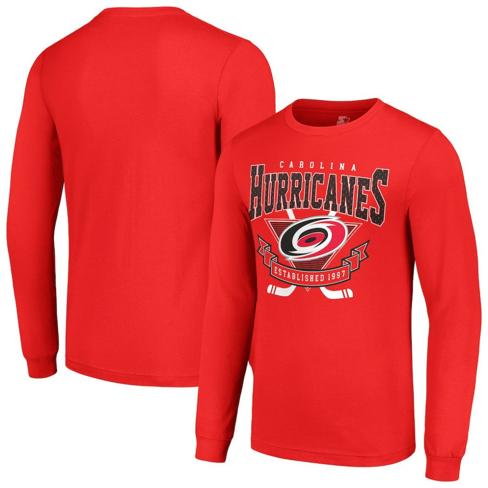 Carolina Hurricanes Starter Team Logo Graphic Long Sleeve T-Shirt - Red | US 201591906