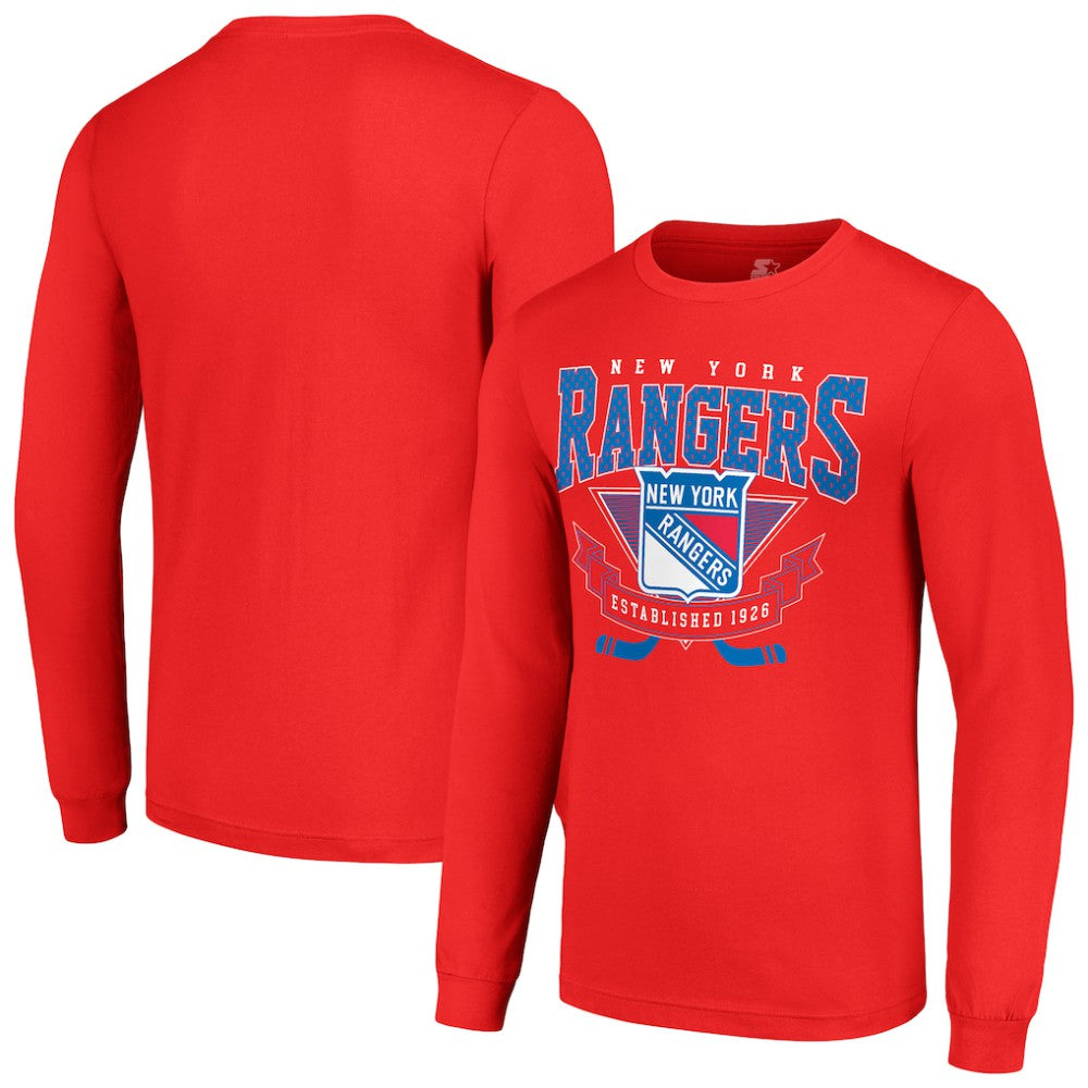 New York Rangers Starter Team Logo Graphic Long Sleeve T-Shirt - Red | US 201591909
