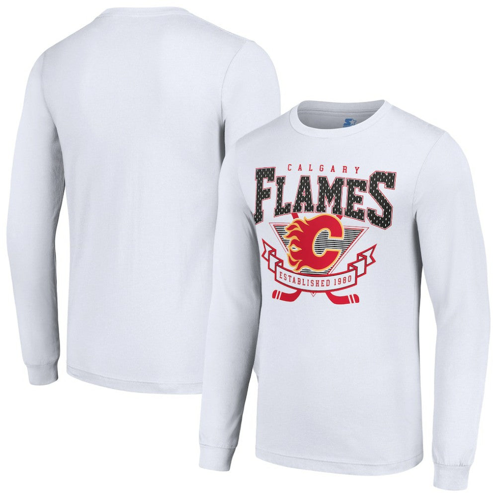 Calgary Flames Starter Team Logo Graphic Long Sleeve T-Shirt - White | US 201591919