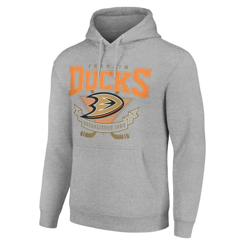 Anaheim Ducks Starter Team Logo Graphic Fleece Tri-Blend Pullover Hoodie - Heather Gray | US 201591932