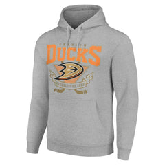 Anaheim Ducks Starter Team Logo Graphic Fleece Tri-Blend Pullover Hoodie - Heather Gray | US 201591932