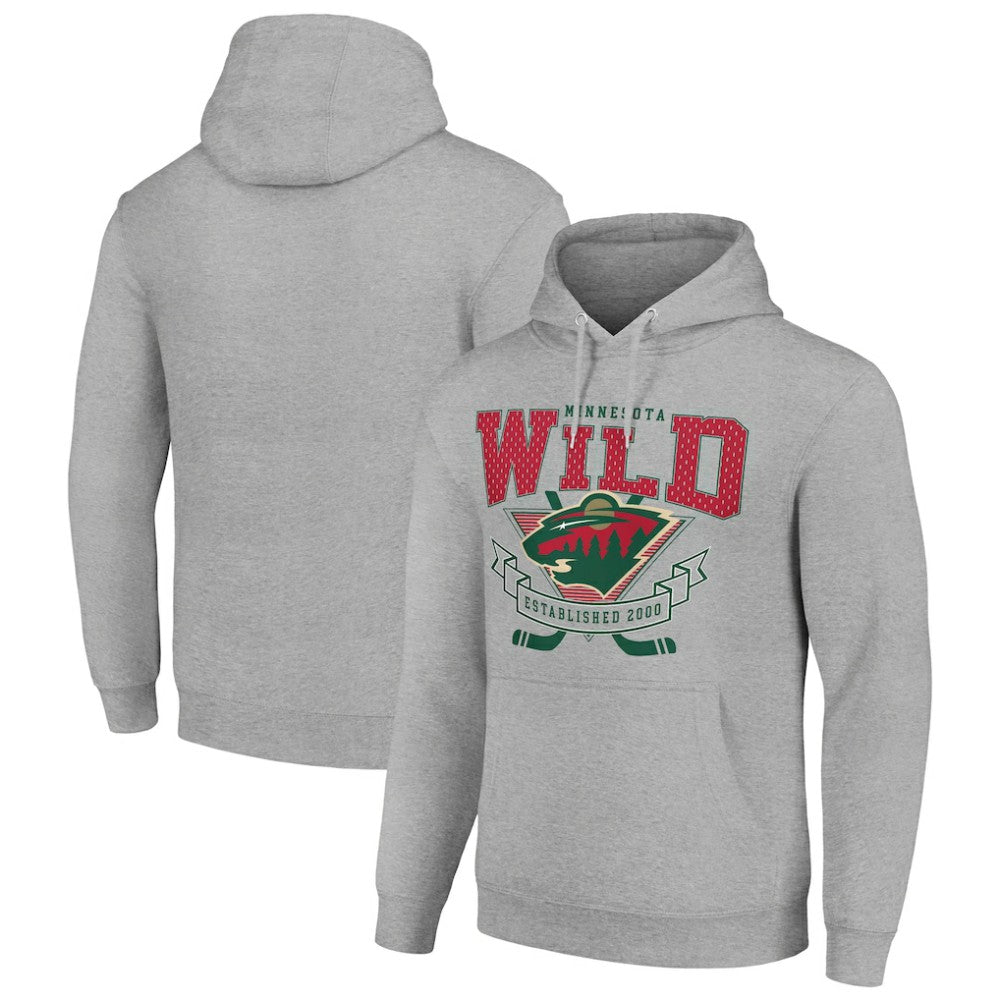 Minnesota Wild Starter Team Logo Graphic Fleece Tri-Blend Pullover Hoodie - Heather Gray | US 201591936