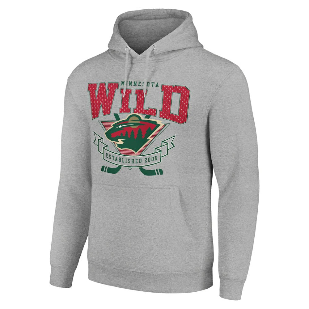 Minnesota Wild Starter Team Logo Graphic Fleece Tri-Blend Pullover Hoodie - Heather Gray | US 201591936