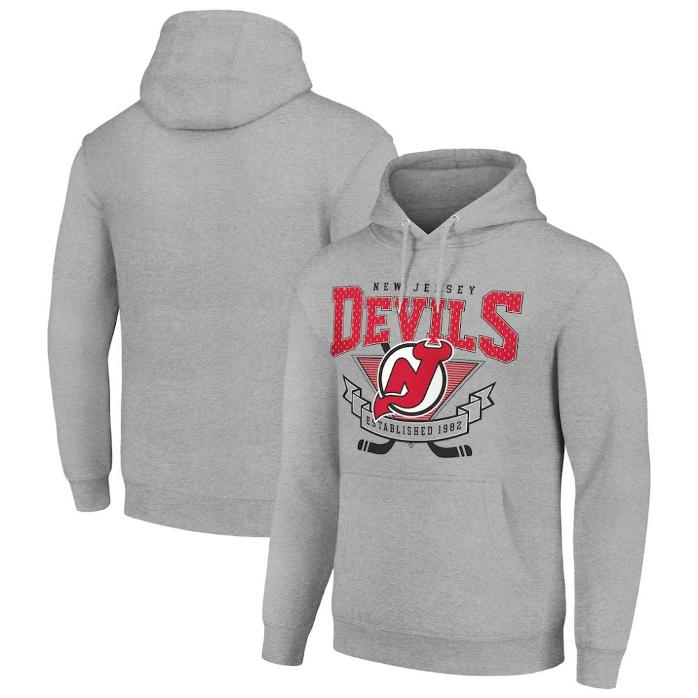 New Jersey Devils Starter Team Logo Graphic Fleece Tri-Blend Pullover Hoodie - Heather Gray | US 201591939