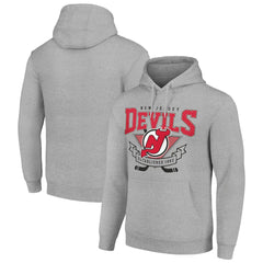 New Jersey Devils Starter Team Logo Graphic Fleece Tri-Blend Pullover Hoodie - Heather Gray | US 201591939