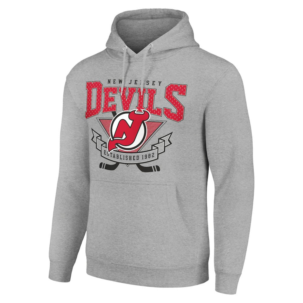 New Jersey Devils Starter Team Logo Graphic Fleece Tri-Blend Pullover Hoodie - Heather Gray | US 201591939