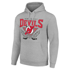 New Jersey Devils Starter Team Logo Graphic Fleece Tri-Blend Pullover Hoodie - Heather Gray | US 201591939