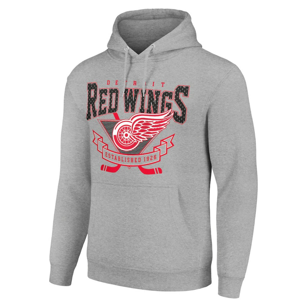 Detroit Red Wings Starter Team Logo Graphic Fleece Tri-Blend Pullover Hoodie - Heather Gray | US 201591940