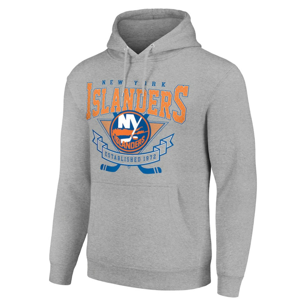 New York Islanders Starter Team Logo Graphic Fleece Tri-Blend Pullover Hoodie - Heather Gray | US 201591941