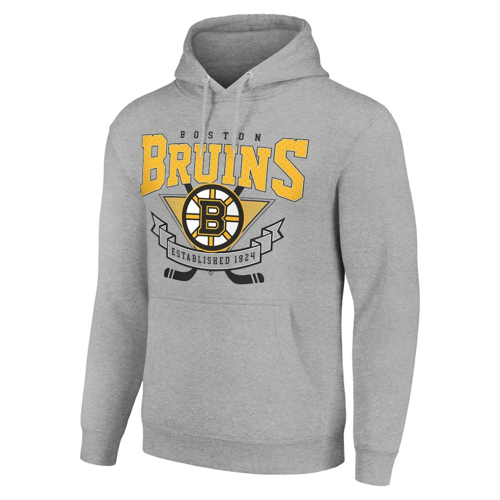 Boston Bruins Starter Team Logo Graphic Fleece Tri-Blend Pullover Hoodie - Heather Gray | US 201591942